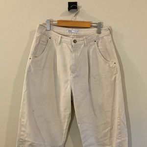 ZARA WOMAN SLOUCHY DENIM PANTS BEIGE US 8/EU 40